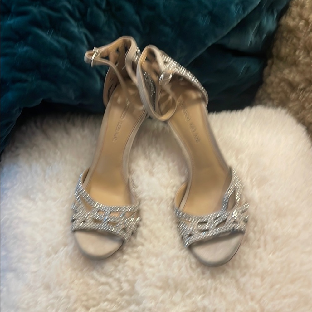 ANTONIO MELANI Silver Embellished Heels